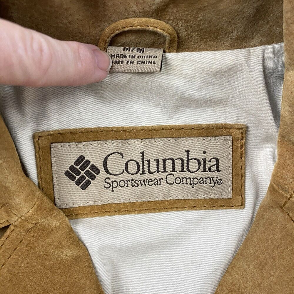 VINTAGE Columbia Suede Jacket Womens Medium Brown Pockets 70s Western Leather - Picture 12 of 13
